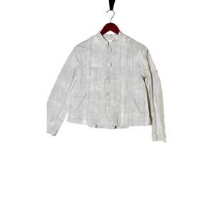 Egg Trading 100% cotton off white striped croped kimono jacket XS